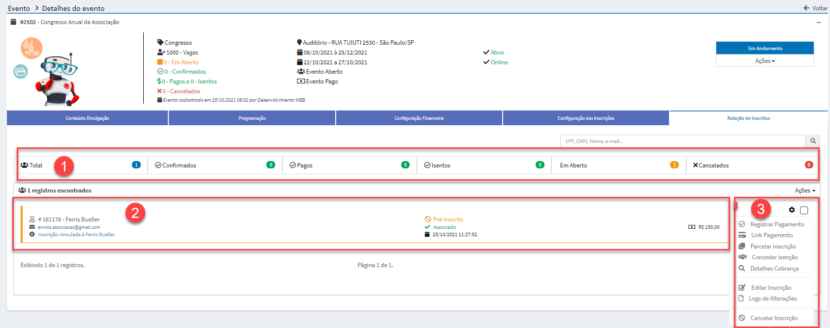 Relação de Inscritos