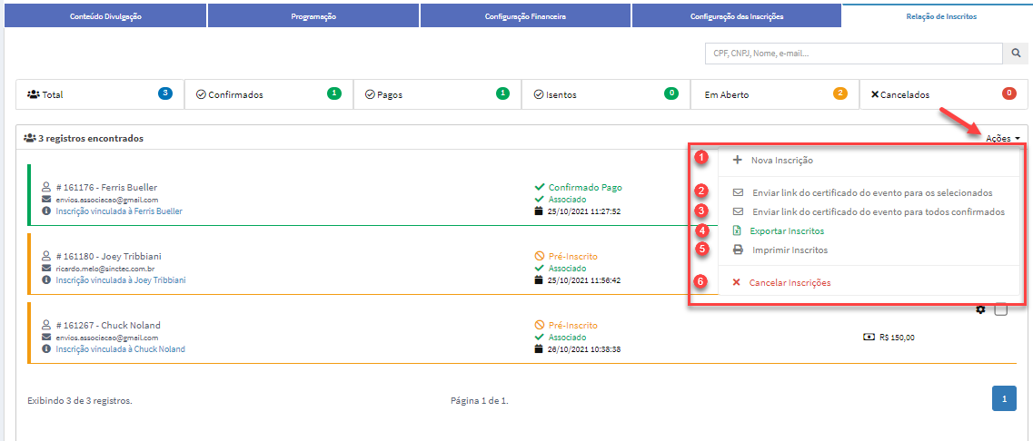 Relação de Inscritos